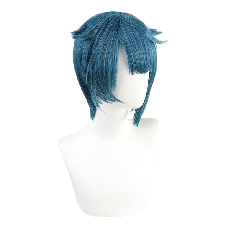 White Smoke Xingqiu Cosplay Wig - Genshin Impact (Navy Blue Asymmetrical) (FEVERCOS)