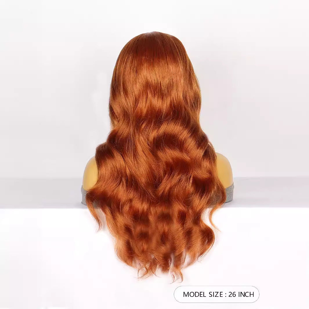 White Smoke Burnt Orange Wavy Lace Wig - Urban Subculture (Middle Part Curls) (FEVERCOS)