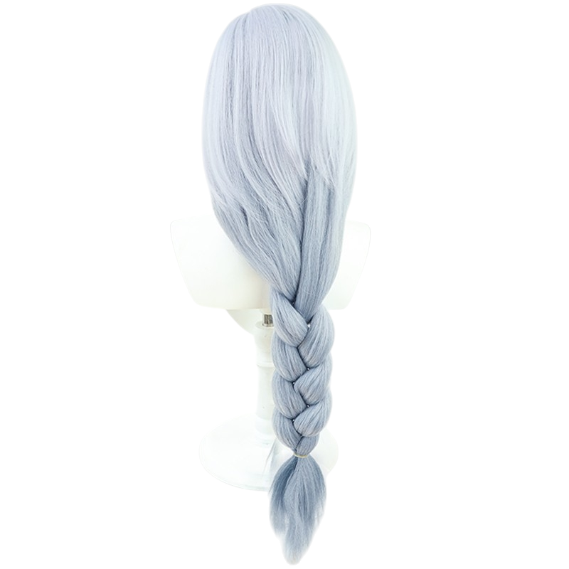 White Smoke Shenhe Cosplay Wig - Genshin Impact (Silver Gradient/Thick Braid) (FEVERCOS)