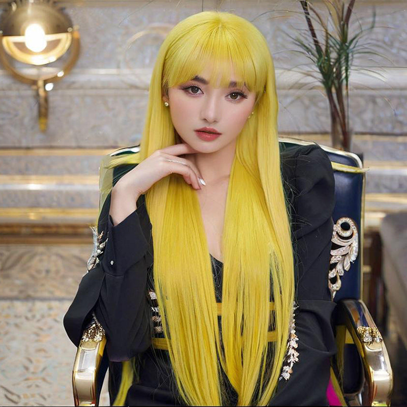 Multicolor Long Straight Wig - Subculture Fashion (Blunt Bangs) (FEVERCOS)