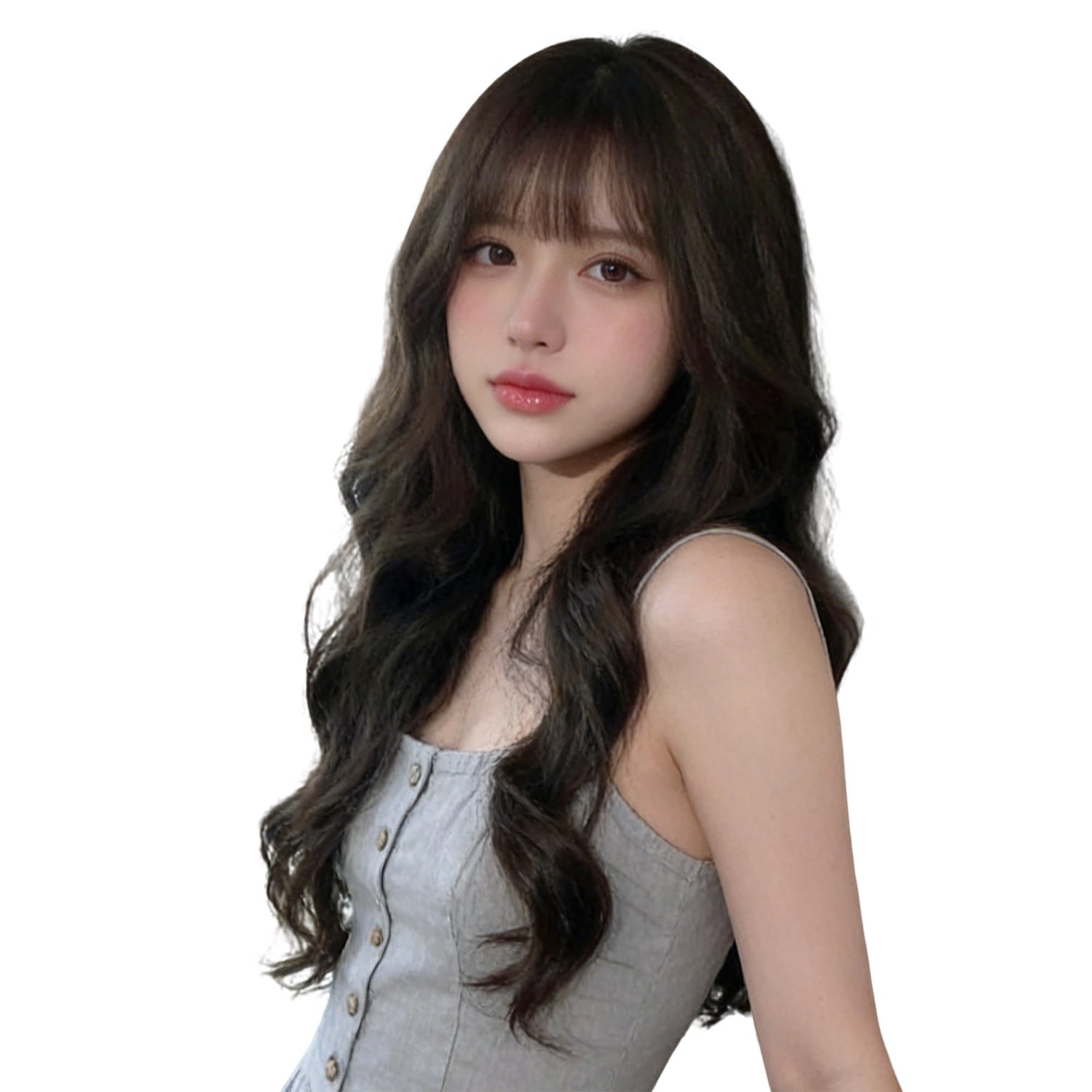Long Wavy Wig - Korean Fashion (Air Bangs Volume) (FEVERCOS)
