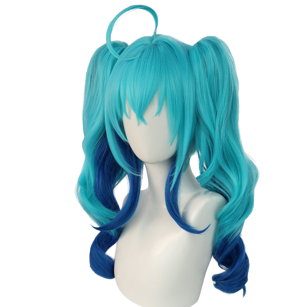 White Smoke Hatsune Miku (Little Devil) Cosplay Wig - Vocaloid (Black/Teal Split) (FEVERCOS)