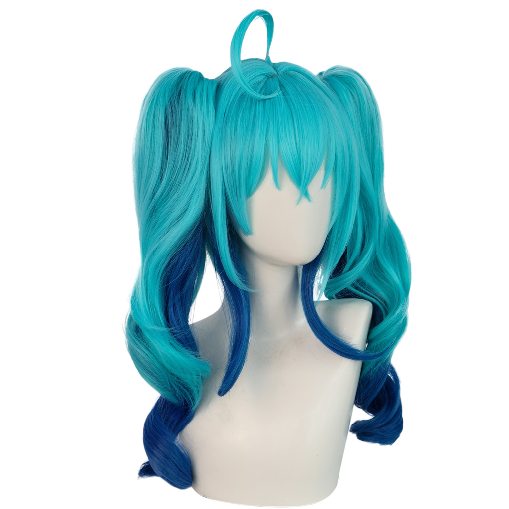 White Smoke Hatsune Miku (Little Devil) Cosplay Wig - Vocaloid (Black/Teal Split) (FEVERCOS)