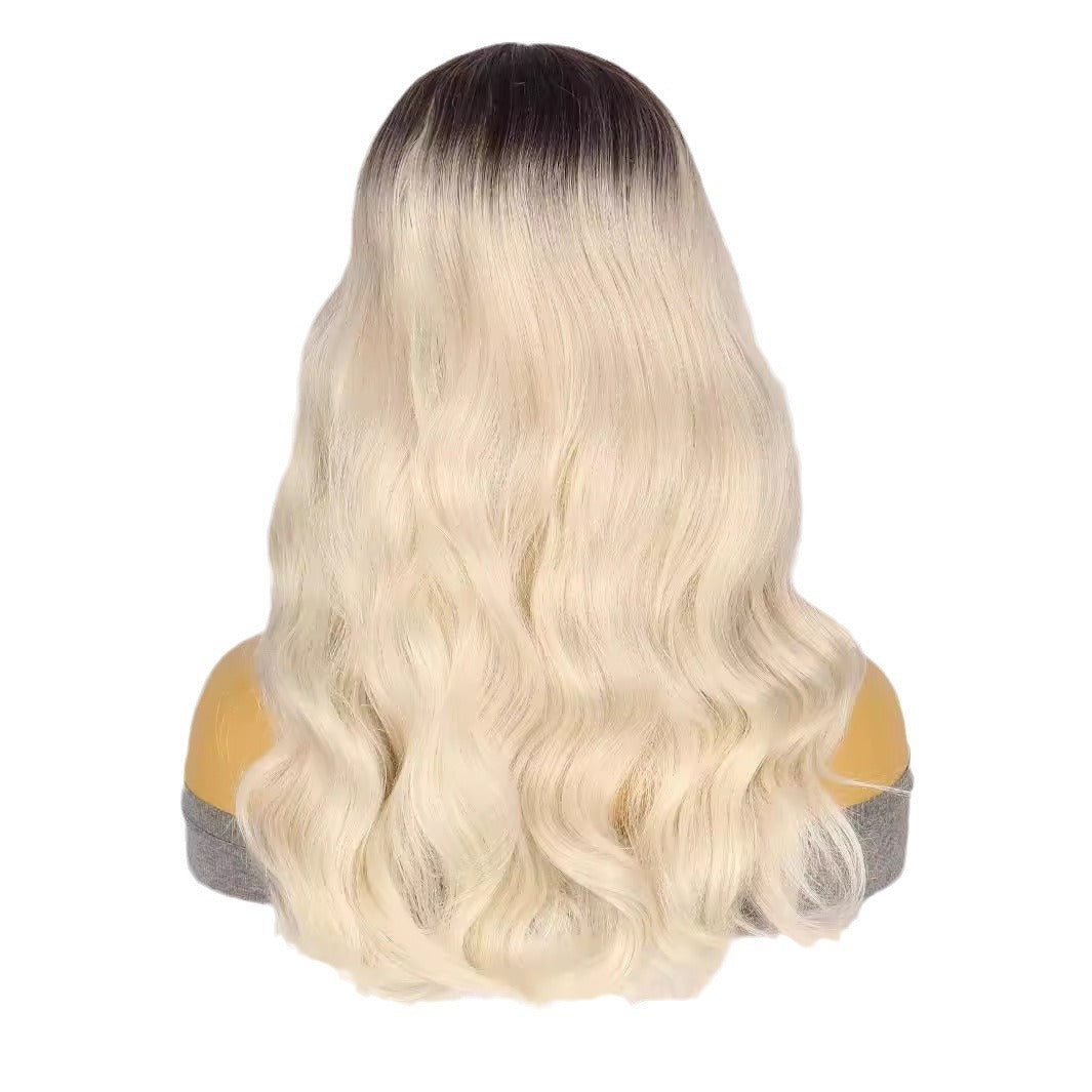 White Smoke Cruella Black White Ombre Lace Wig - Gothic Glamour (Long Wavy T-Part) (FEVERCOS)
