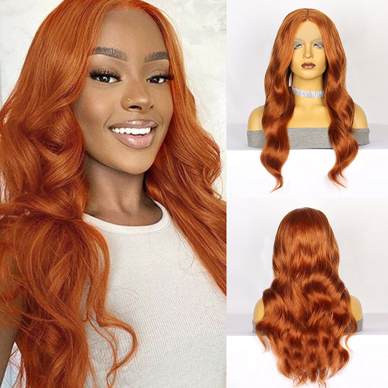 White Smoke Burnt Orange Wavy Lace Wig - Urban Subculture (Middle Part Curls) (FEVERCOS)