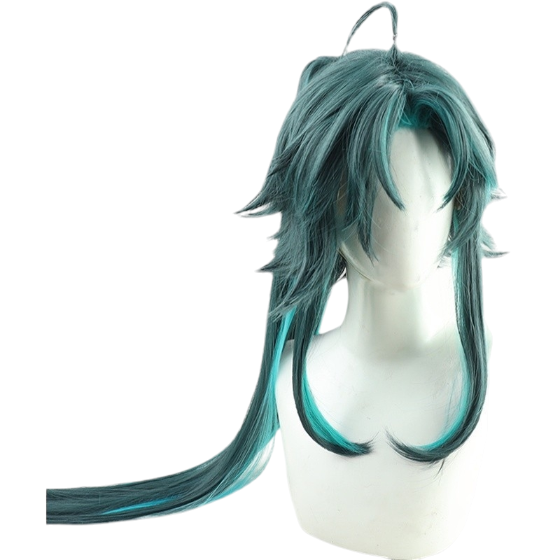 White Smoke Xiao (Long Hair Fan Art) Cosplay Wig - Genshin Impact (Teal Flowing) (FEVERCOS)