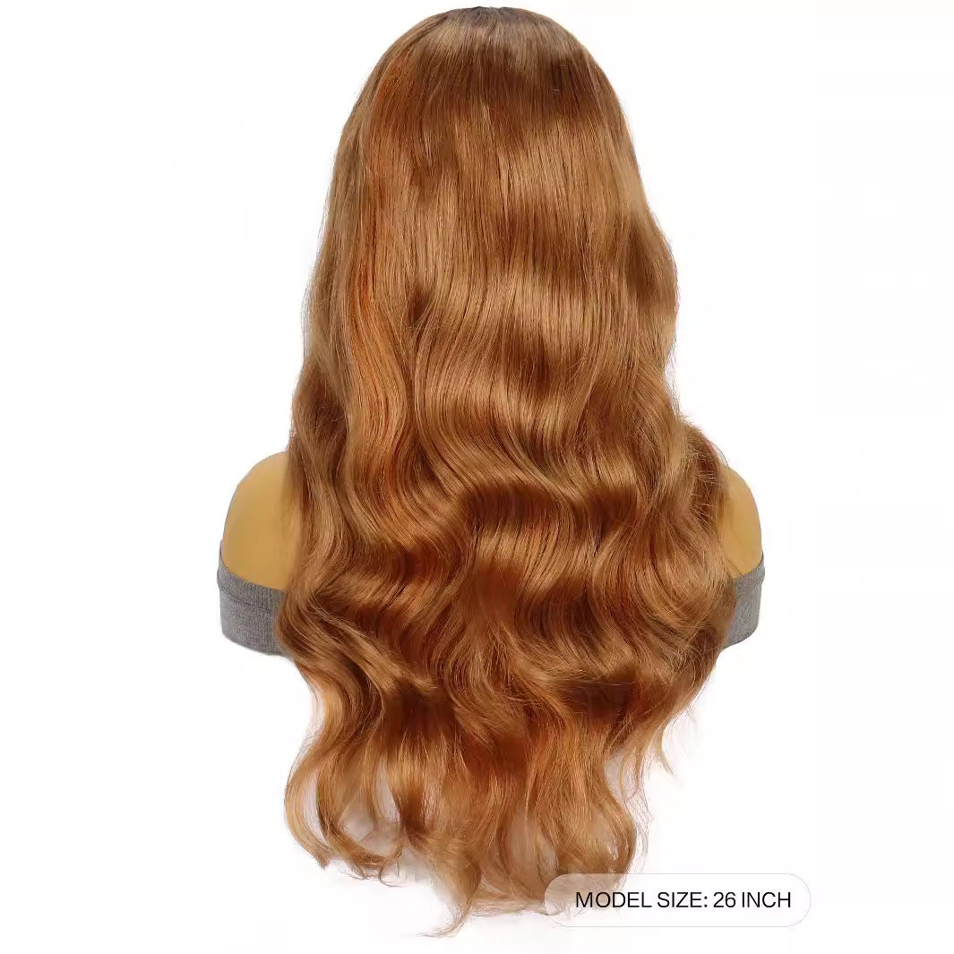 White Smoke Sunset Orange Body Wave Lace Wig - Festival Edit (T-Part Long Curls) (FEVERCOS)