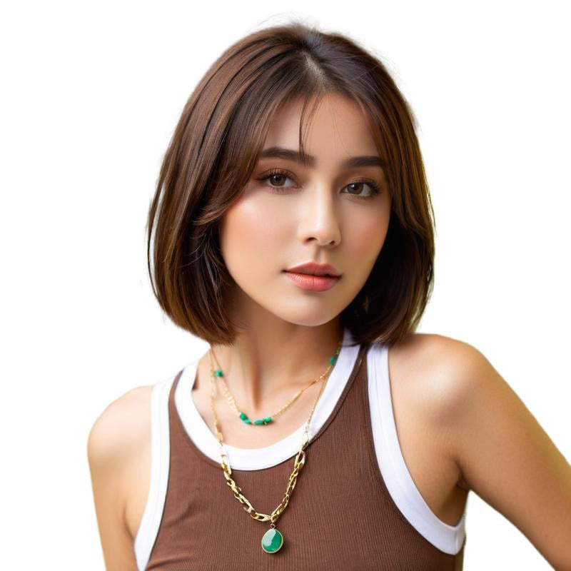White Smoke Middle Part Short Straight Bob Wig - Everyday Fashion (Sleek Cut) (FEVERCOS)