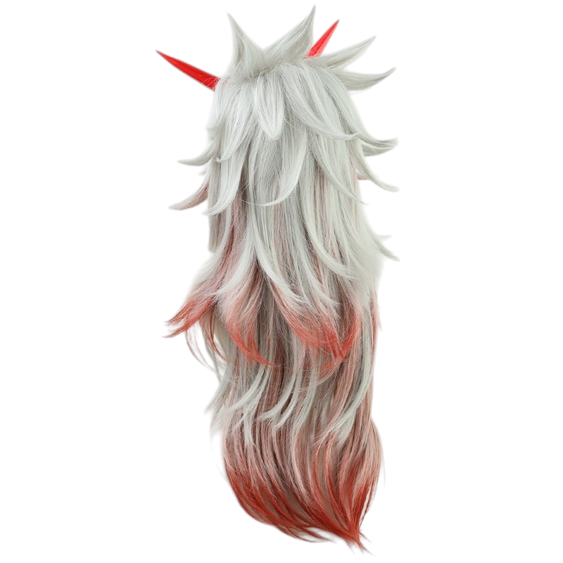 White Smoke Arataki Itto Cosplay Wig - Genshin Impact (Widow's Peak Mullet) (FEVERCOS)