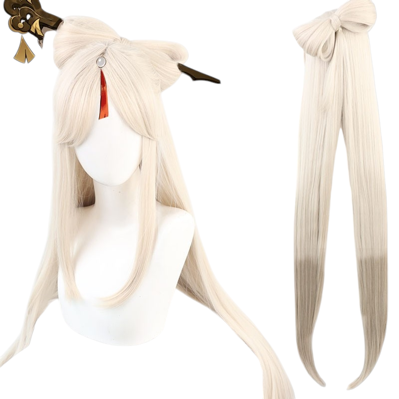 White Smoke Ningguang Cosplay Wig - Genshin Impact (Ombre Cream/Ash Split Bun) (FEVERCOS)