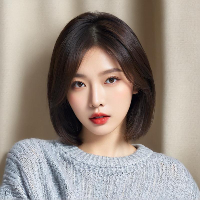 Gray Middle Part Short Straight Bob Wig - Everyday Fashion (Sleek Cut) (FEVERCOS)