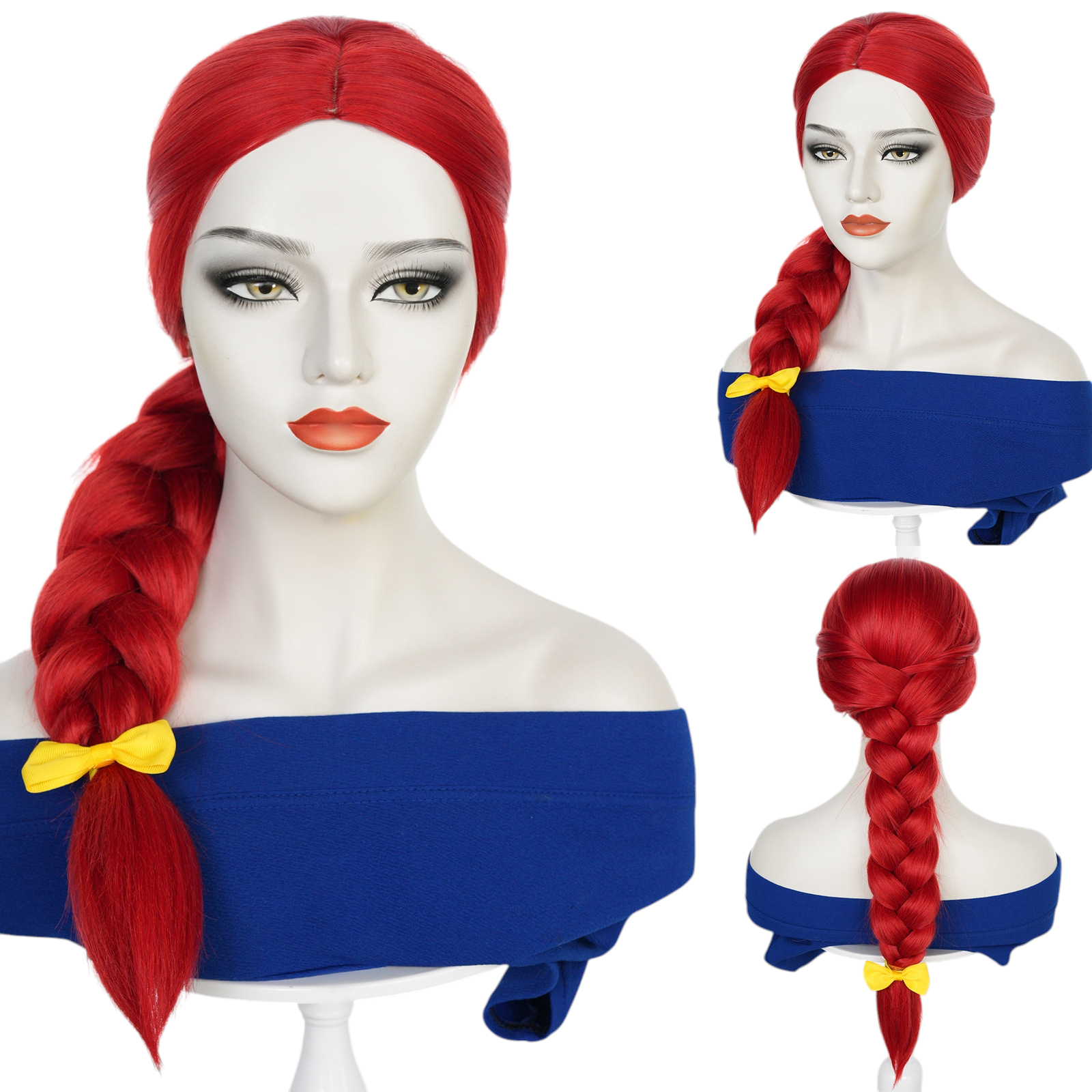 White Smoke Jessie Cosplay Wig - Toy Story (Red Yarn Braid) (FEVERCOS)