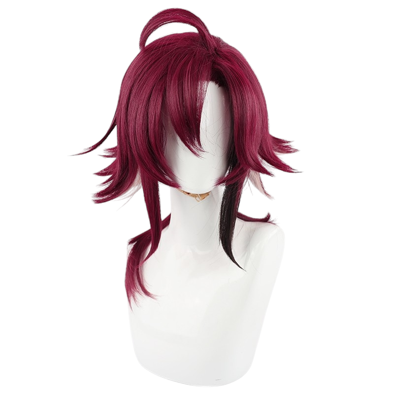 White Smoke Shikanoin Heizou Cosplay Wig - Genshin Impact (Maroon/Gradient Rat Tail) (FEVERCOS)