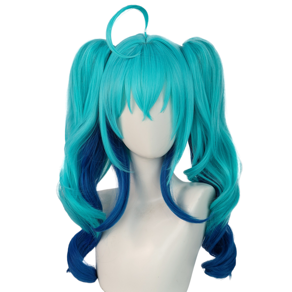White Smoke Hatsune Miku (Little Devil) Cosplay Wig - Vocaloid (Black/Teal Split) (FEVERCOS)