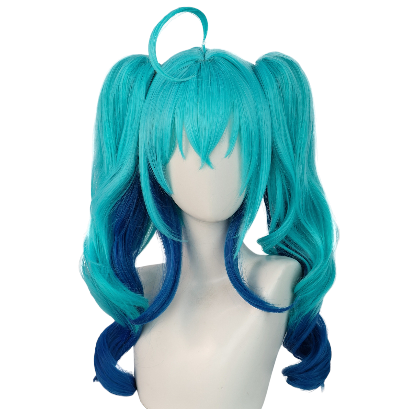 White Smoke Hatsune Miku (Little Devil) Cosplay Wig - Vocaloid (Black/Teal Split) (FEVERCOS)