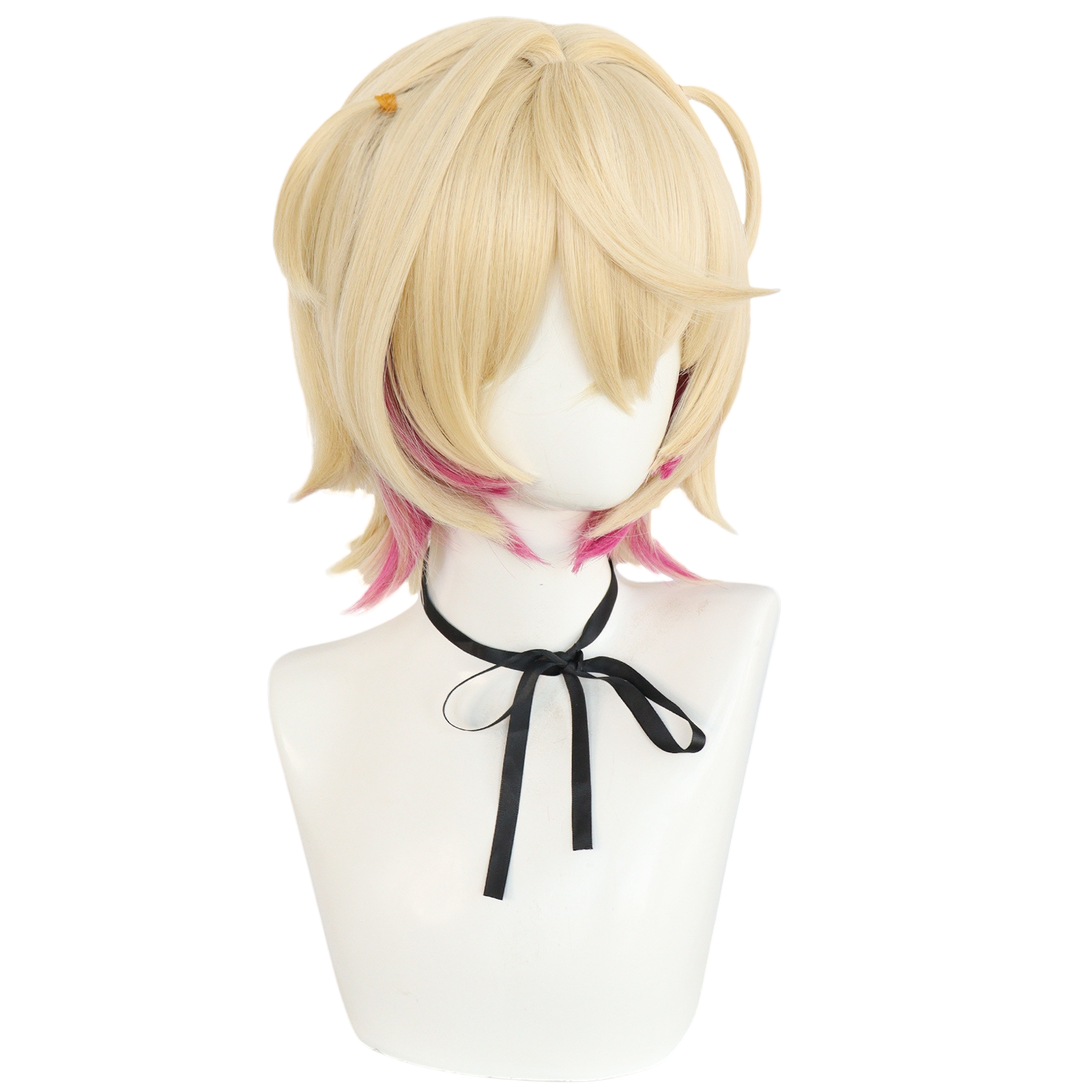White Smoke Mococo Abyssgard Cosplay Wig - Hololive English (Pink Fuzzy Twin-Tails) (FEVERCOS)