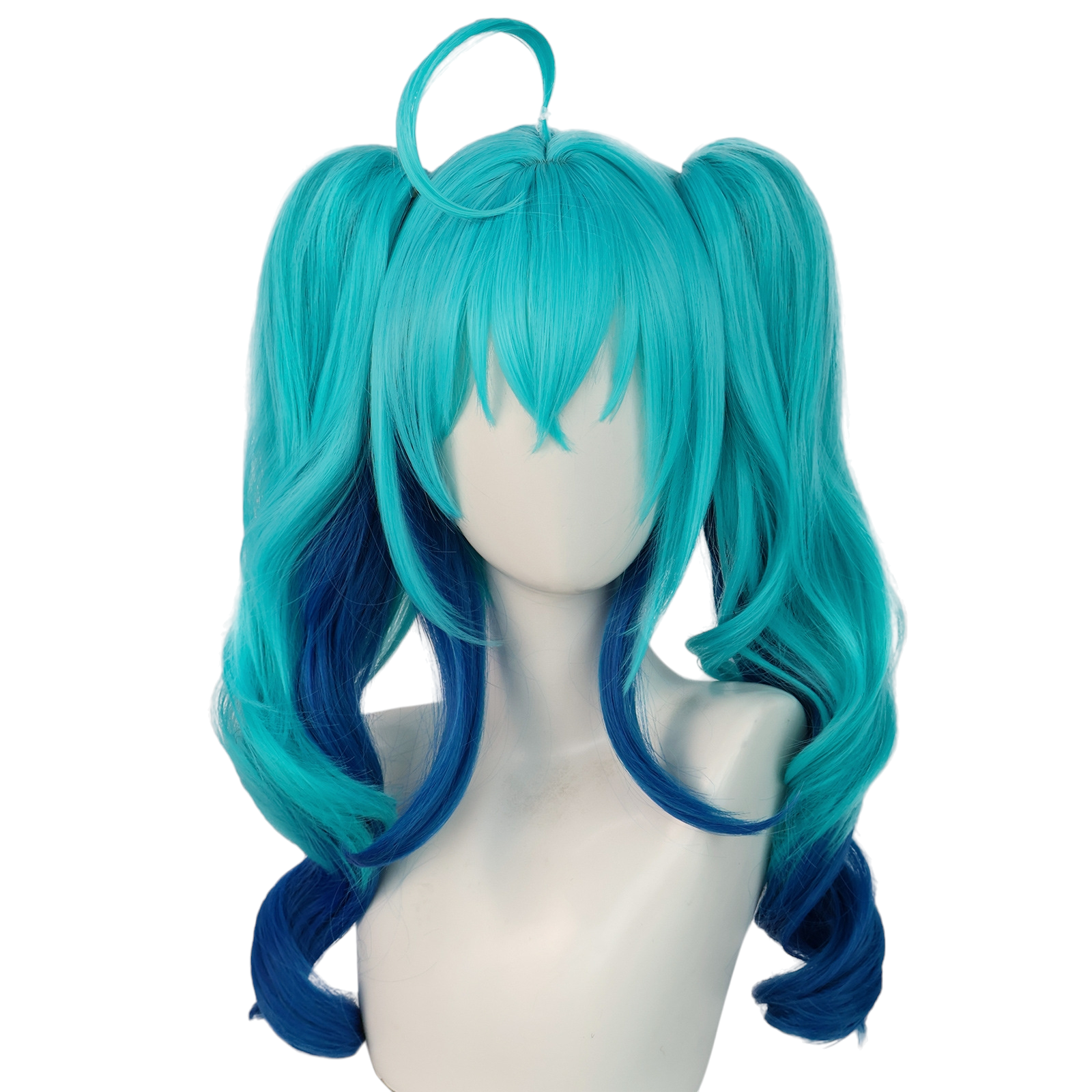 White Smoke Hatsune Miku (Little Devil) Cosplay Wig - Vocaloid (Black/Teal Split) (FEVERCOS)