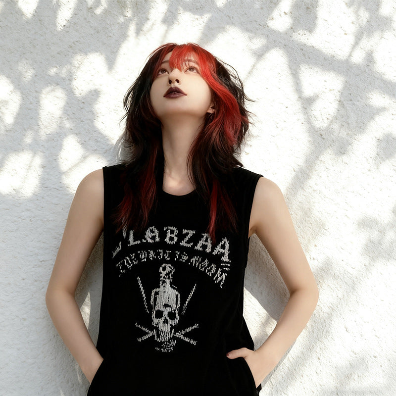 White Smoke Black Red Wolf Cut Mullet Wig - Subculture Fashion (Highlight Wavy) (FEVERCOS)