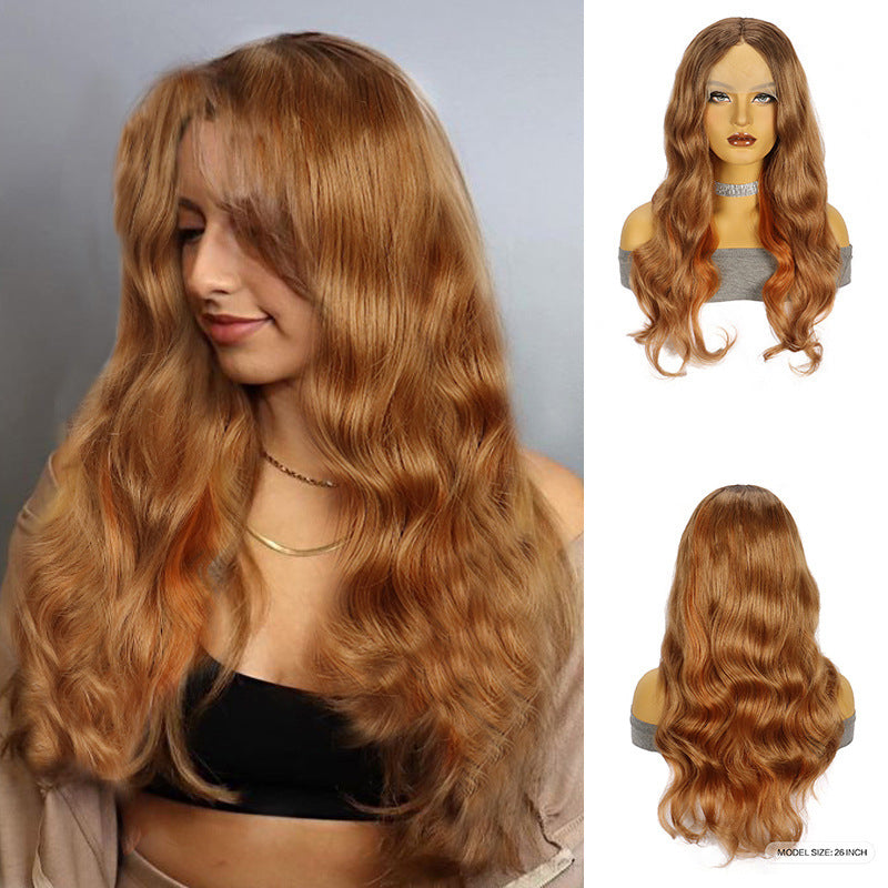 White Smoke Sunset Orange Body Wave Lace Wig - Festival Edit (T-Part Long Curls) (FEVERCOS)