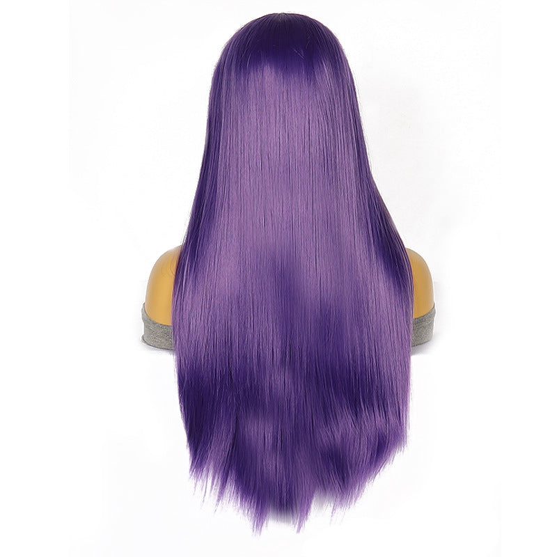 White Smoke Violet Amethyst Straight Lace Wig - Cyberpunk Siren (Long Drape) (FEVERCOS)