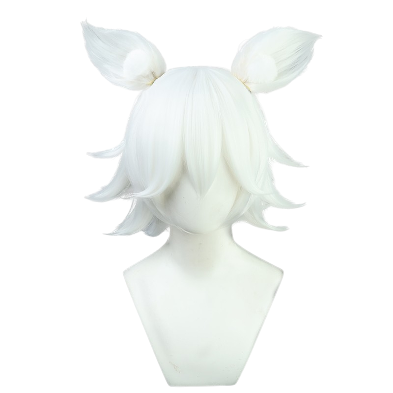 White Smoke Kitsune Saiguu Cosplay Wig - Genshin Impact (White Fox Ears) (FEVERCOS)