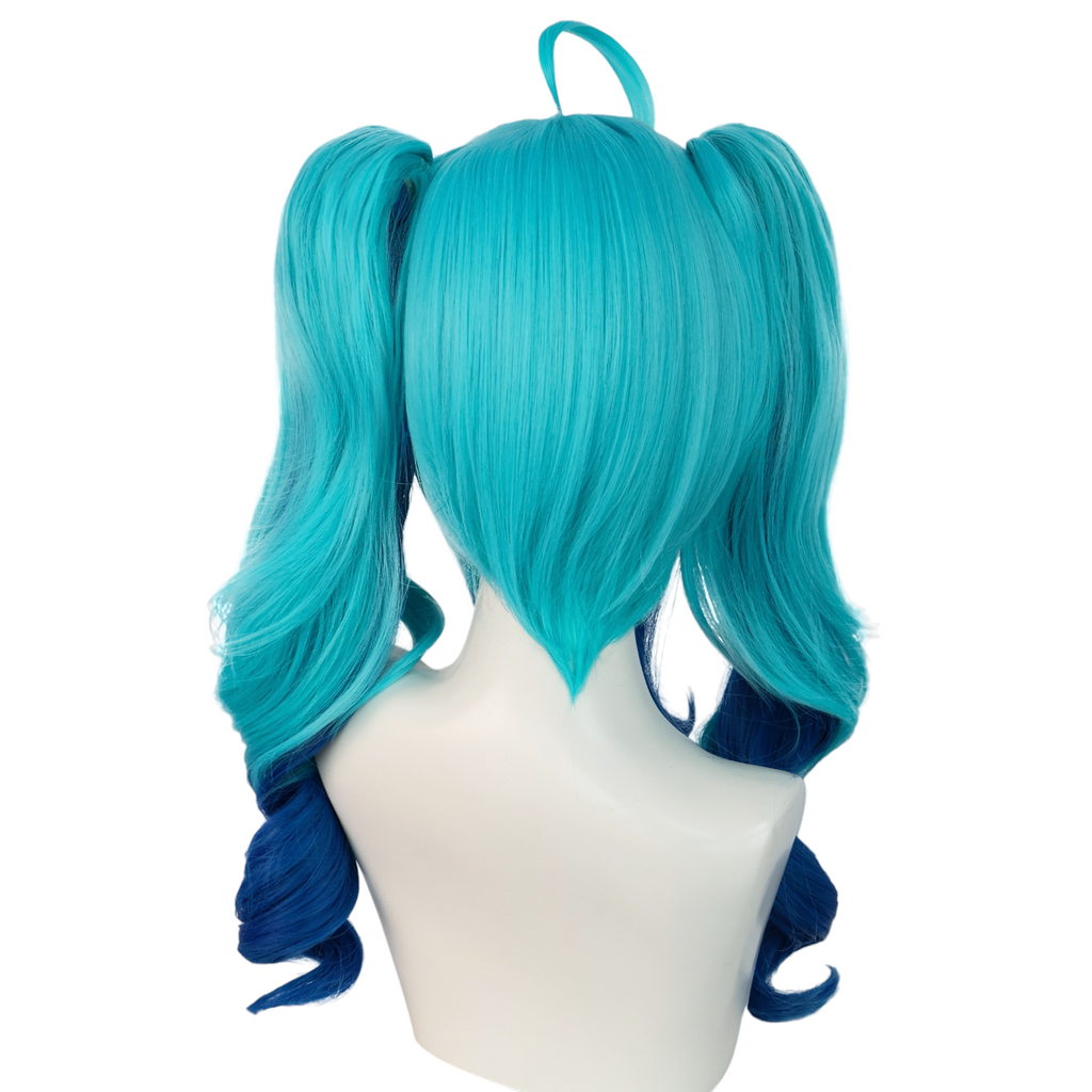 White Smoke Hatsune Miku (Little Devil) Cosplay Wig - Vocaloid (Black/Teal Split) (FEVERCOS)