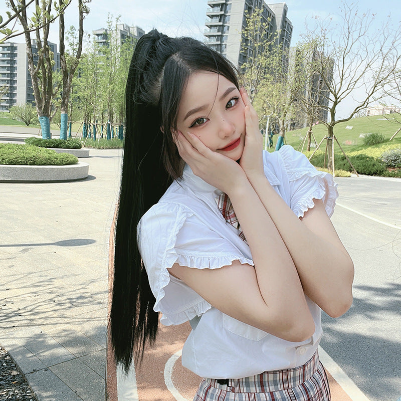Antique White Straight Claw Clip Ponytail - Accessory Collection (Long High Tail) (FEVERCOS) Hair Extension