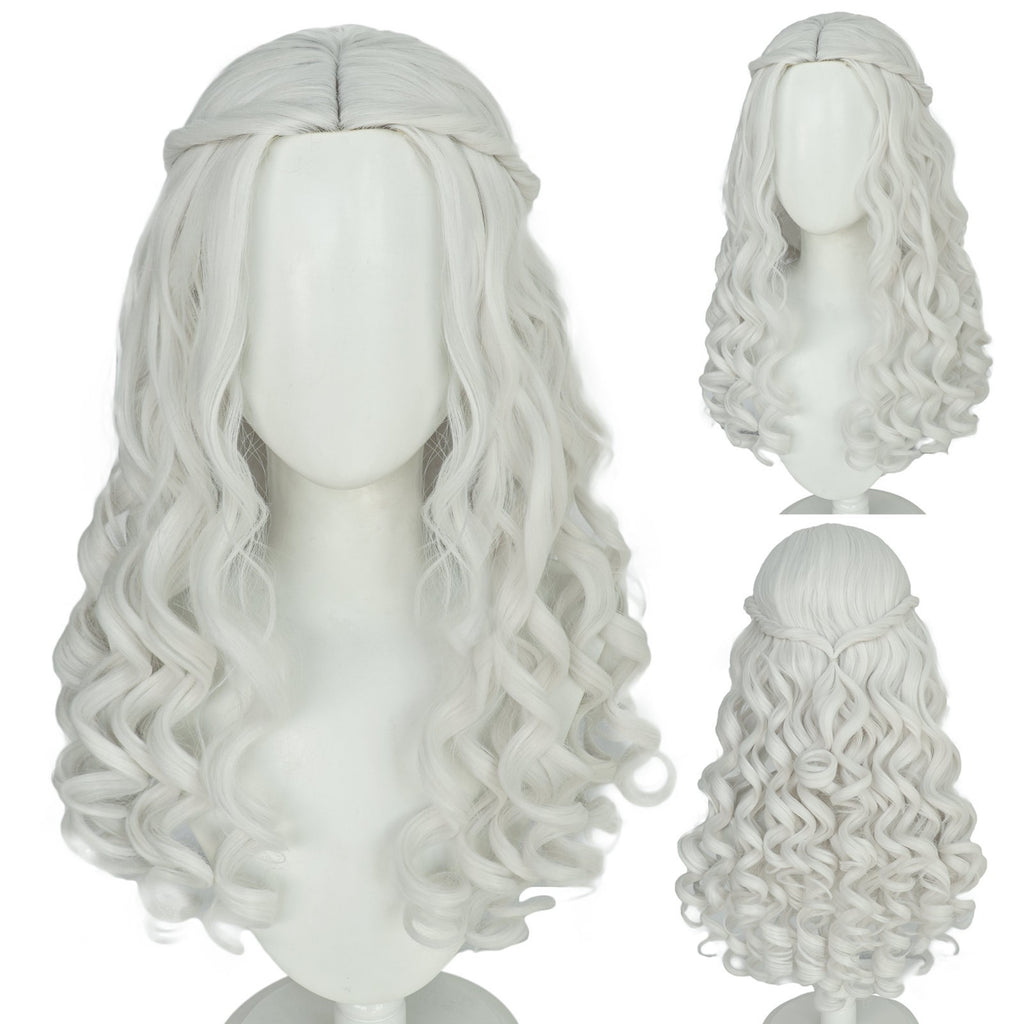Light Gray White Queen Cosplay Wig | Alice in Wonderland 2 (White Curls)