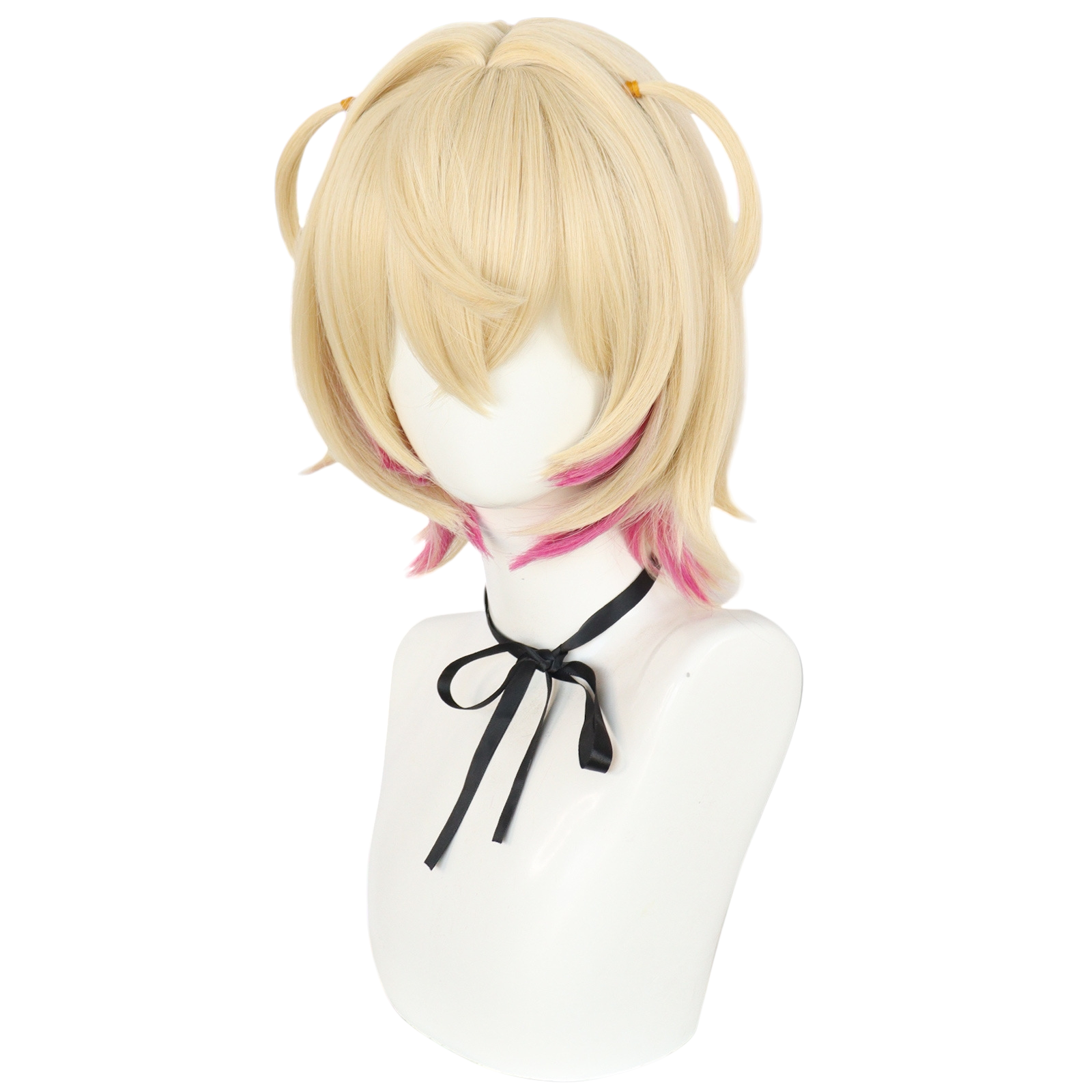 White Smoke Mococo Abyssgard Cosplay Wig - Hololive English (Pink Fuzzy Twin-Tails) (FEVERCOS)