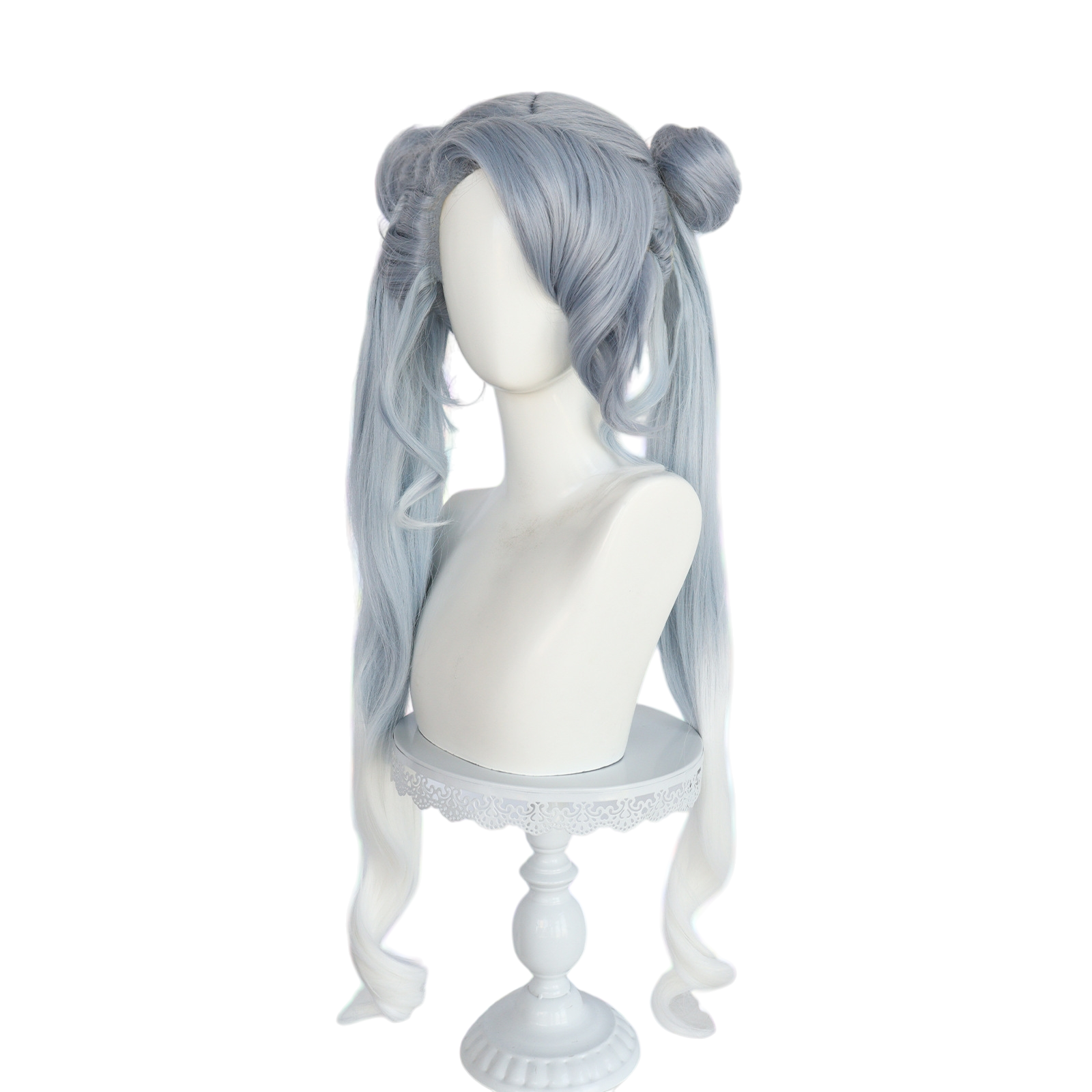 White Smoke Hatsune Miku (Pokemon/Tanabata) Cosplay Wig - Project Voltage Style (Teal/Cloud Loops) (FEVERCOS)
