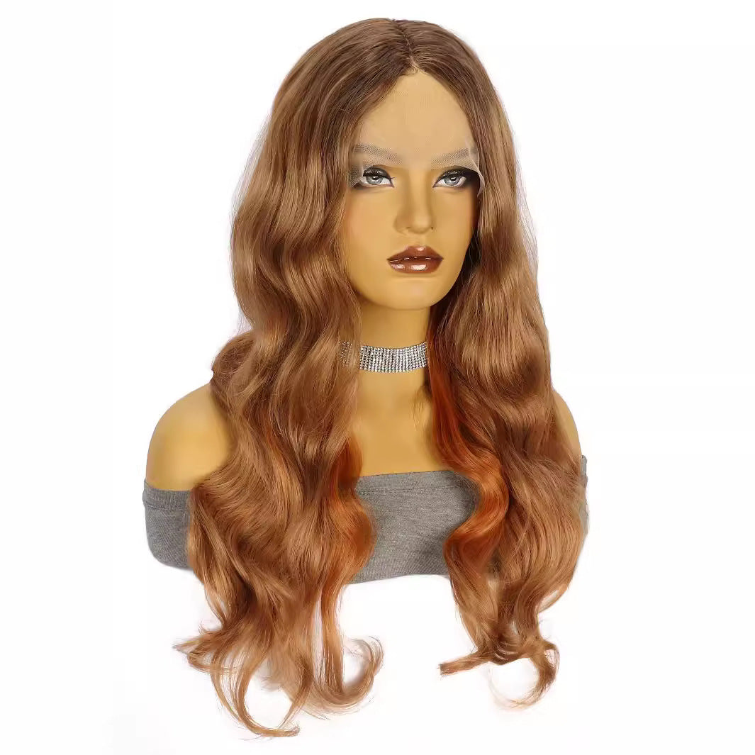 White Smoke Sunset Orange Body Wave Lace Wig - Festival Edit (T-Part Long Curls) (FEVERCOS)