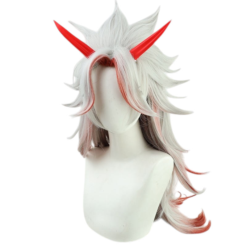 White Smoke Arataki Itto Cosplay Wig - Genshin Impact (Widow's Peak Mullet) (FEVERCOS)