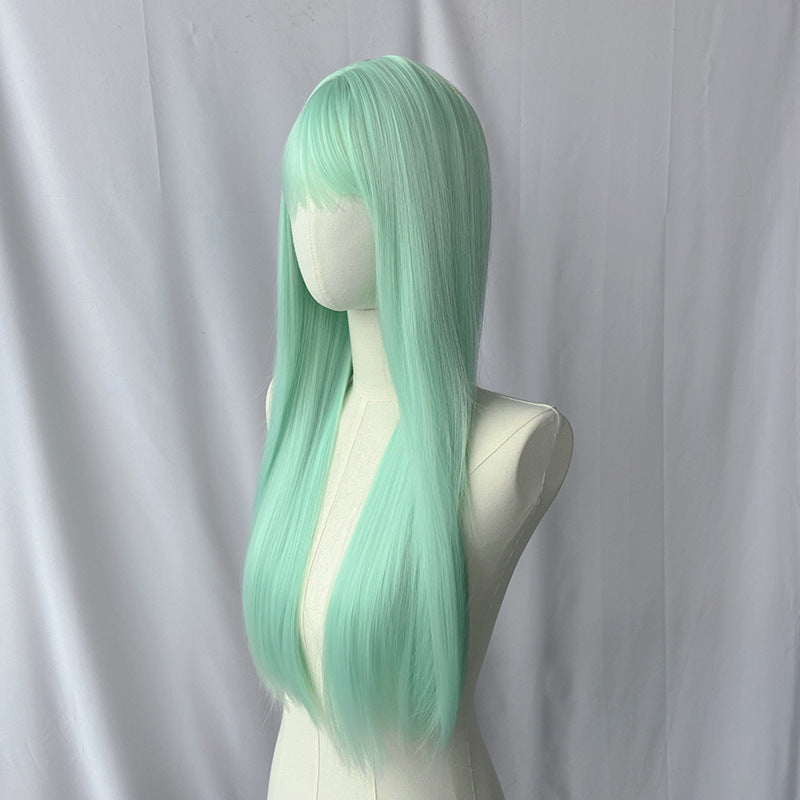 Mint Green Long Straight Wig - Lolita Fashion (Air Bangs) (FEVERCOS)