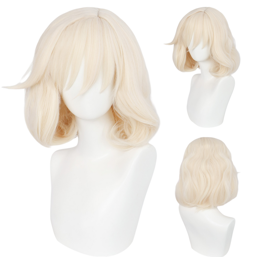 White Smoke Mimzy Cosplay Wig - Hazbin Hotel (Blonde Bob) (FEVERCOS)
