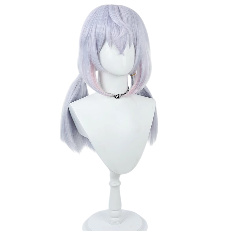White Smoke Sigewinne Cosplay Wig - Genshin Impact (Crimped Pastel Twin Tails) (FEVERCOS)
