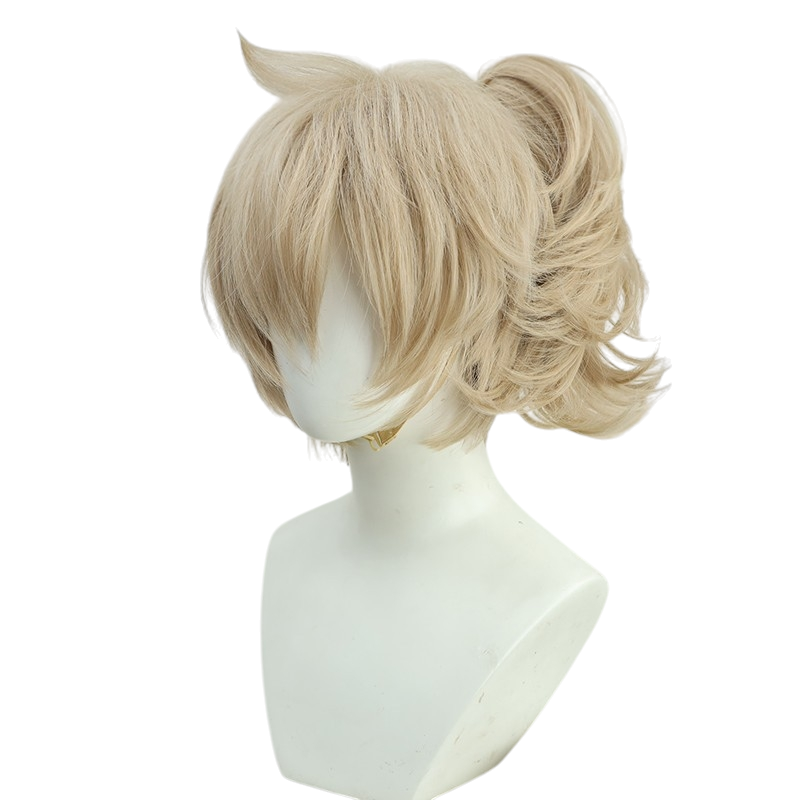 White Smoke Kazuha's Friend (Tomo) Cosplay Wig - Genshin Impact (Ash Blonde Messy) (FEVERCOS)