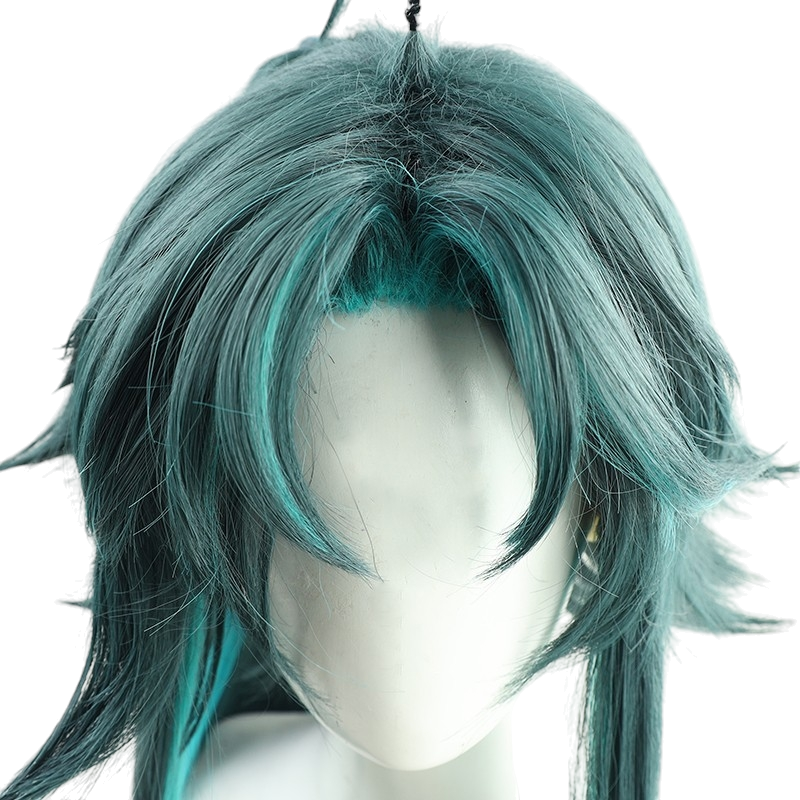 White Smoke Xiao (Long Hair Fan Art) Cosplay Wig - Genshin Impact (Teal Flowing) (FEVERCOS)