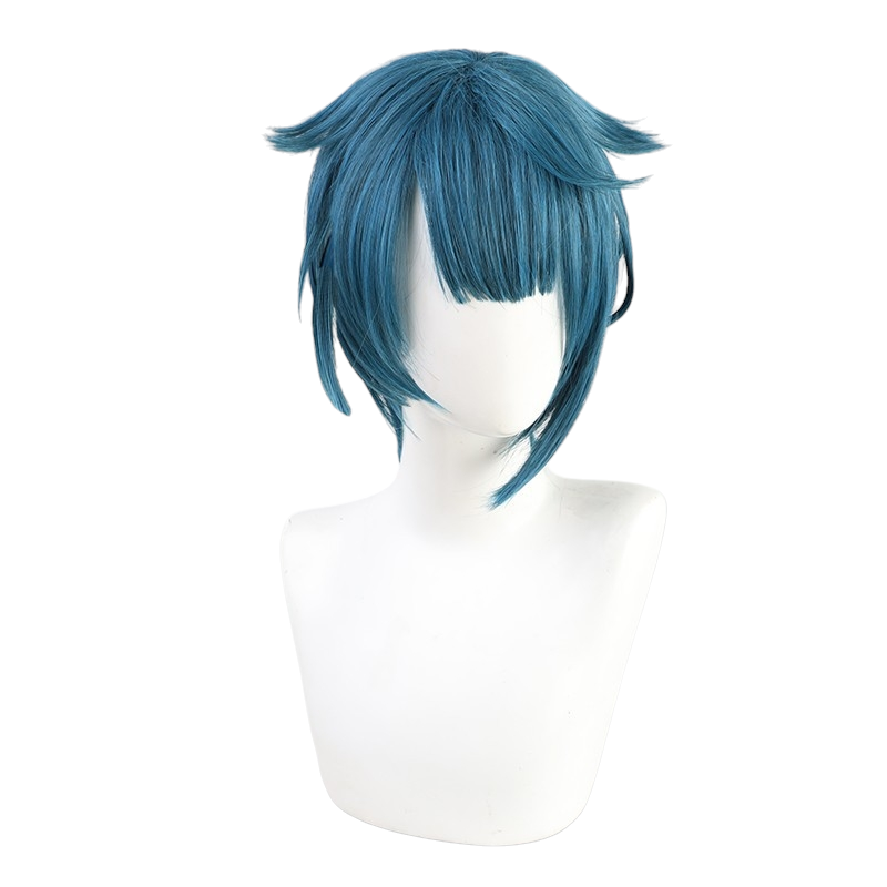 White Smoke Xingqiu Cosplay Wig - Genshin Impact (Navy Blue Asymmetrical) (FEVERCOS)