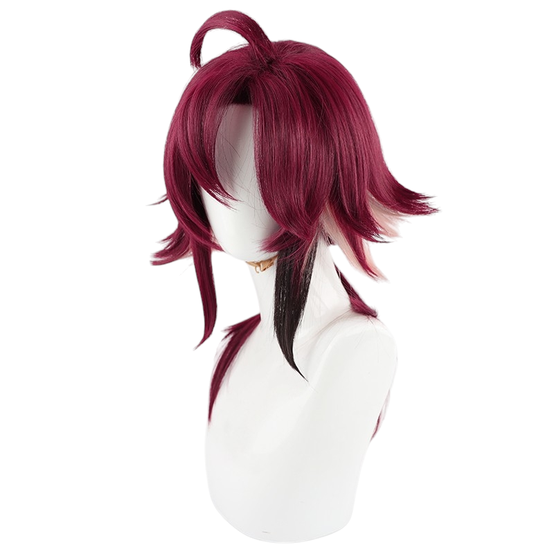 White Smoke Shikanoin Heizou Cosplay Wig - Genshin Impact (Maroon/Gradient Rat Tail) (FEVERCOS)