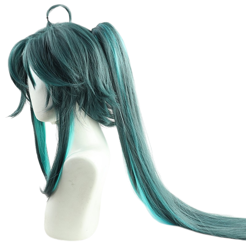 White Smoke Xiao (Long Hair Fan Art) Cosplay Wig - Genshin Impact (Teal Flowing) (FEVERCOS)