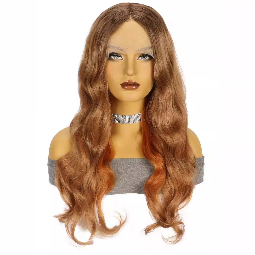 White Smoke Sunset Orange Body Wave Lace Wig - Festival Edit (T-Part Long Curls) (FEVERCOS)