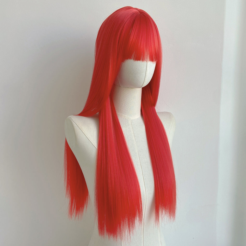 Gray Red Long Straight Wig - Cosplay Collection (Unstyled Base) (FEVERCOS)
