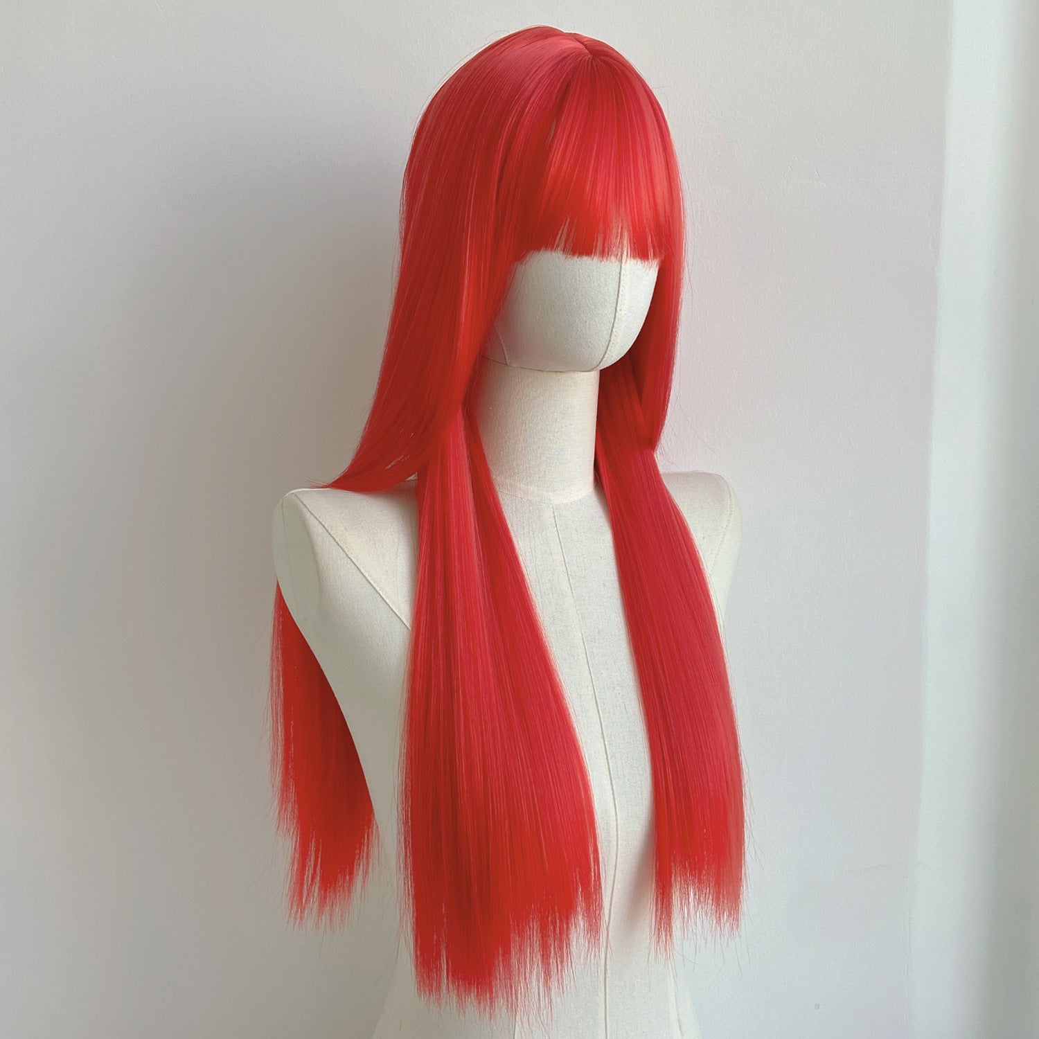 Gray Red Long Straight Wig - Cosplay Collection (Unstyled Base) (FEVERCOS)