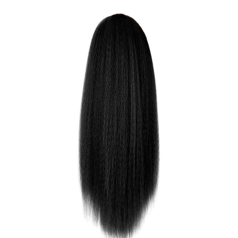 Black Yaki Claw Clip Ponytail - Accessory Collection (Afro Kinky Straight) (FEVERCOS) Hair Extension