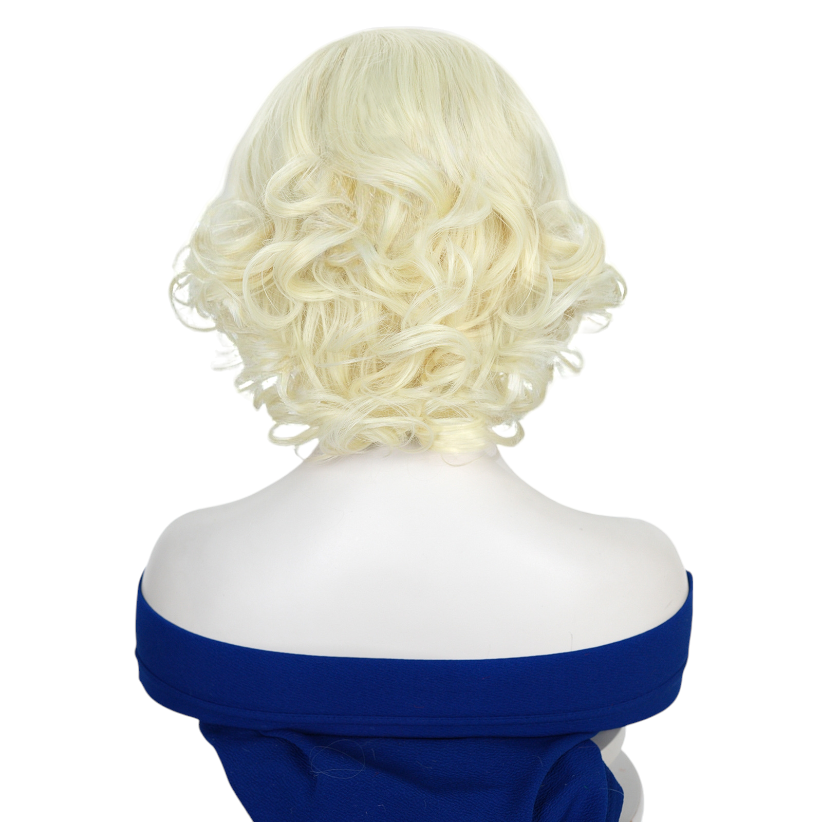White Smoke Marilyn Monroe Cosplay Wig - Retro Hollywood (Platinum Blonde Curls) (FEVERCOS)