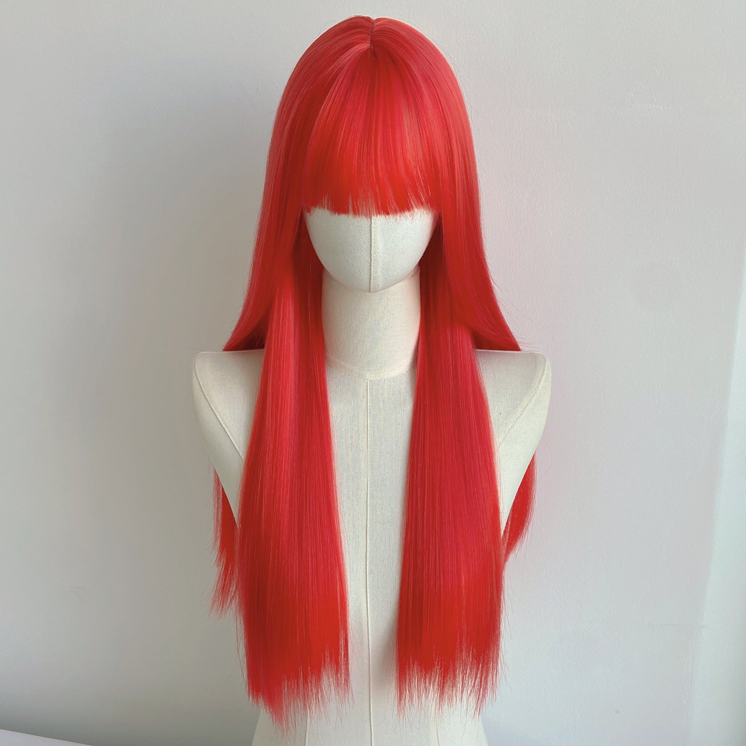 Gray Red Long Straight Wig - Cosplay Collection (Unstyled Base) (FEVERCOS)