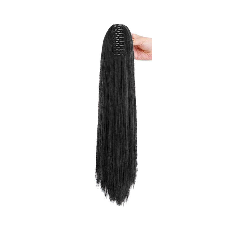 White Smoke Straight Claw Clip Ponytail - Accessory Collection (Long High Tail) (FEVERCOS) Hair Extension