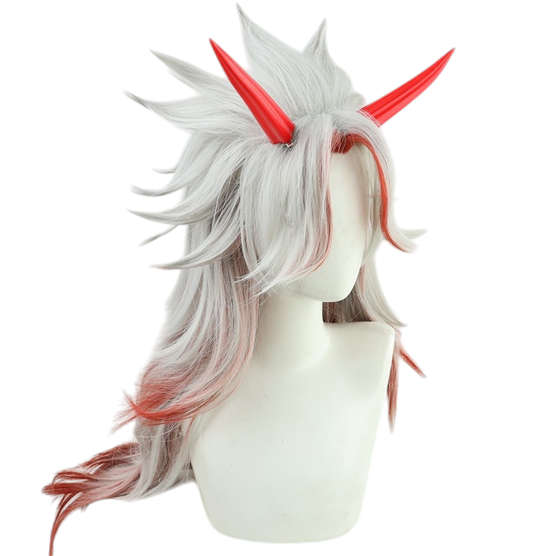 White Smoke Arataki Itto Cosplay Wig - Genshin Impact (Widow's Peak Mullet) (FEVERCOS)