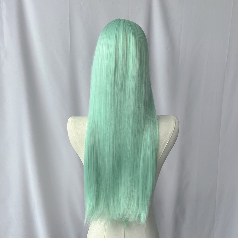 Mint Green Long Straight Wig - Lolita Fashion (Air Bangs) (FEVERCOS)