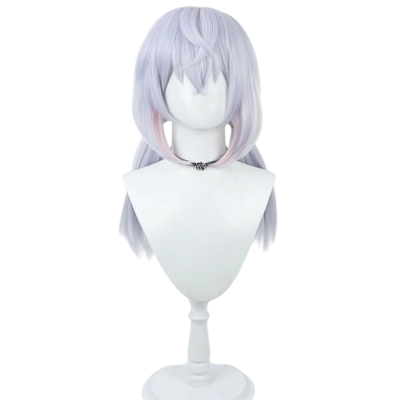 White Smoke Sigewinne Cosplay Wig - Genshin Impact (Crimped Pastel Twin Tails) (FEVERCOS)